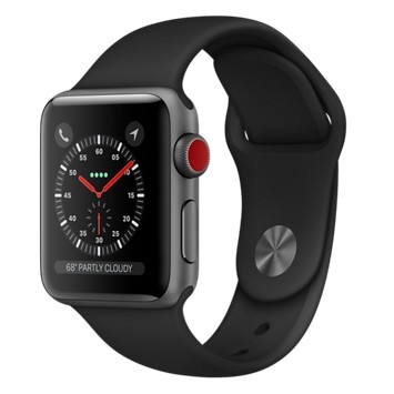 Смарт-годинник Apple Watch Series 3 GPS + Cellular 38mm Space Gray Aluminum w. Black Sport B. (MQJP2) Актив